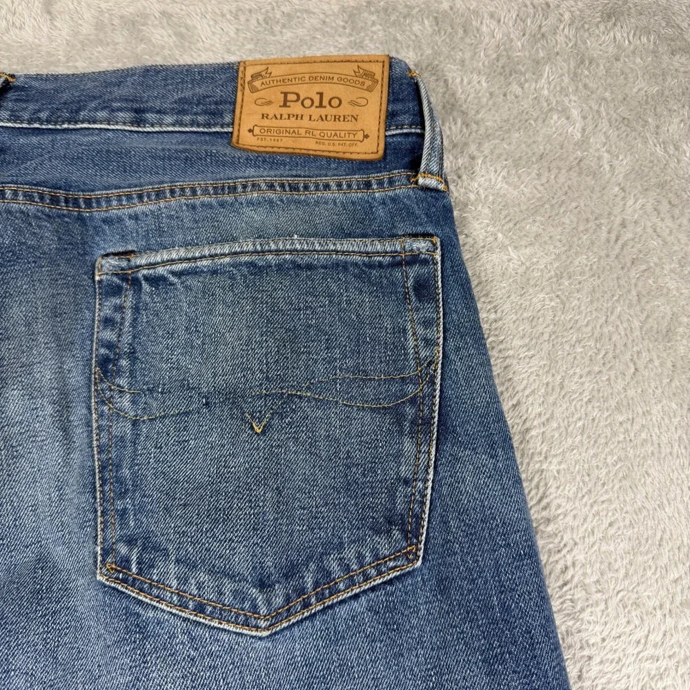 Polo Ralph Lauren Varick Slim Straight Jeans Mens 34x30 Blue Medium Wash Button